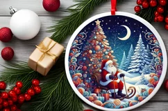 Round Christmas Ornament Sublimation|Clipart Product Image 2