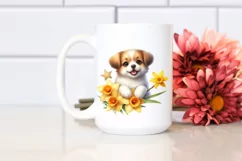 Cute Smiling Babydog Daffodil Watercolor Product Image 2