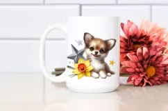 Cute Smiling Babydog Daffodil Watercolor Product Image 2