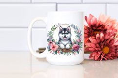 Watercolor Funny Siberian Husky Big Eyes Sitting | Product Image 2