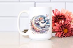 Baby Unicorn Tumbling Spring Petals Silvery Moon | Clipart Product Image 2