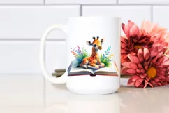 Cute Baby Giraffe on Book PNG Product Image 2
