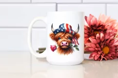 Watercolor Highland Cow Portrait with Hat & Confusion | Product Image 2