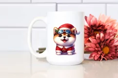 Akita with Santa Hat, High-Quality PNG Product Image 2