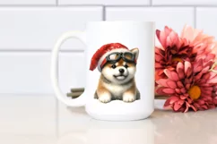 Cheerful Akita with Santa Hat PNG Product Image 2
