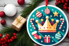 Round Christmas Ornament Sublimation|Clipart Product Image 2