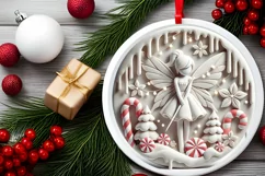 Round Christmas Ornament Sublimation|Clipart Product Image 1