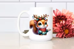 Colorful Squirrel with Reindeer Horns PNG Product Image 2