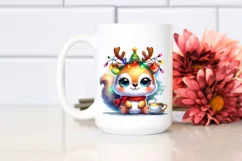 Vibrant Squirrel with Reindeer Horns PNG Product Image 2