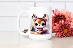 Cheerful Squirrel with Reindeer Horns PNG Product Image 2