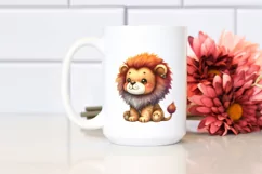 Vibrant Watercolor Colorful Brownish Plush Lion | Clipart Product Image 2