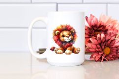 Vibrant Watercolor Colorful Brownish Plush Lion | Clipart Product Image 2