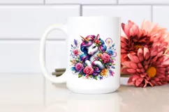 Colorful Unicorn with Flower Bouquet PNG Product Image 2