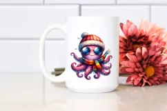 Funny Cute Octopus Portrait Smiling with Scarf and Product Image 2