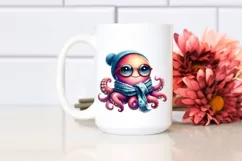 Funny Cute Octopus Portrait Smiling with Scarf and Product Image 2