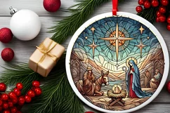 Round Christmas Ornament Sublimation|Clipart Product Image 1