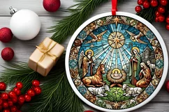 Round Christmas Ornament Sublimation|Clipart Product Image 1