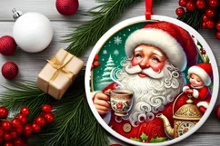 Round Christmas Ornament Sublimation|Clipart Product Image 1