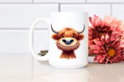 Watercolor Highland Cow Funny PNG Product Image 2
