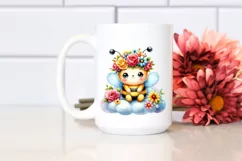 Baby Bee with Flower Crown PNG Product Image 2
