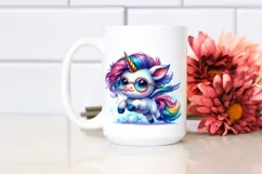 Jumping Unicorn with Cool Haircut, Vibrant Watercolor PNG Product Image 2