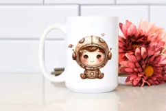 Brownish Whimsical Astronaut Girl | Sublimation Clipart Product Image 2