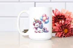 Cute Baby Unicorn with Balloons | Sublimation Clipart Product Image 2