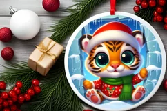 Round Christmas Ornament Sublimation|Clipart Product Image 2