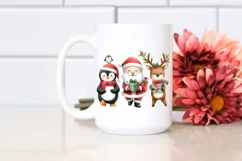 Santa, Penguin, Reindeer with Presents PNG Product Image 2
