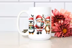 Santa, Penguin, Reindeer with Presents PNG Product Image 2