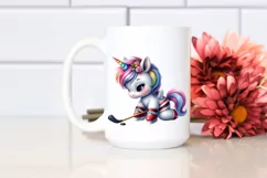 Baby Unicorn Hockey Rainbow Clipart Product Image 2