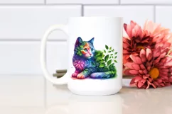 Abstract Vibrant Plant Leaves Kitten PNG Product Image 2