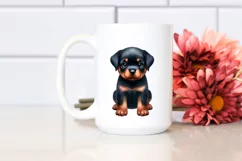 Watercolor Funny Baby Rottweiler Big Eyes From Behind | Product Image 2