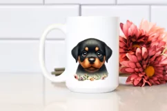 Watercolor Funny Baby Rottweiler Big Eyes From Behind | Product Image 2
