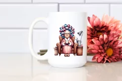 Watercolor Old Lady Sitting on Chair | Mug Sublimation Product Image 2