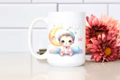 Colorful Baby Smiling Moon Stars | Sublimation | Clipart Product Image 2