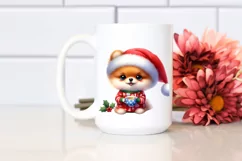 Vibrant Pomeranian with Santa Hat PNG Product Image 2