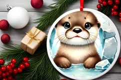 Round Christmas Ornament Sublimation|Clipart Product Image 1