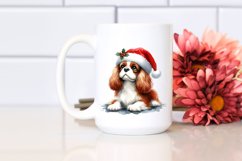 Cavalier King Charles Spaniel with Santa Hat Watercolor Product Image 2