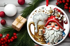 Round Christmas Ornament Sublimation|Clipart Product Image 1