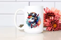 colorful Baby Unicorn in Pilot's Cap Product Image 2