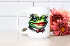 Funny Cute Frog Portrait Vintage | Sublimation Clipart Product Image 2