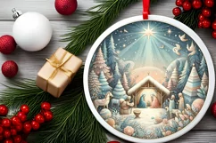 Round Christmas Ornament Sublimation|Clipart Product Image 2