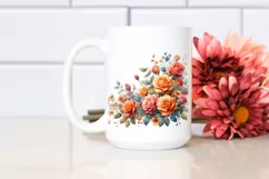 Colorful Floral with Small Orange Roses, High-Res PNG Product Image 2
