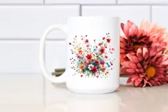 Colorful Abstract Watercolor with Small Red Flowers Product Image 2