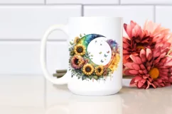 Colorful Half Moon with Sunflowers PNG Product Image 2