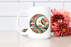 Retro Colorful Half Moon Clipart PNG Product Image 2