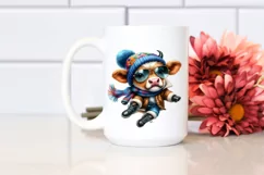 Cute Baby Cow Jumping with Cool Haircut, Contempt Product Image 2