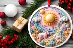 Round Christmas Ornament Sublimation|Clipart Product Image 2
