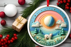 Round Christmas Ornament Sublimation|Clipart Product Image 2